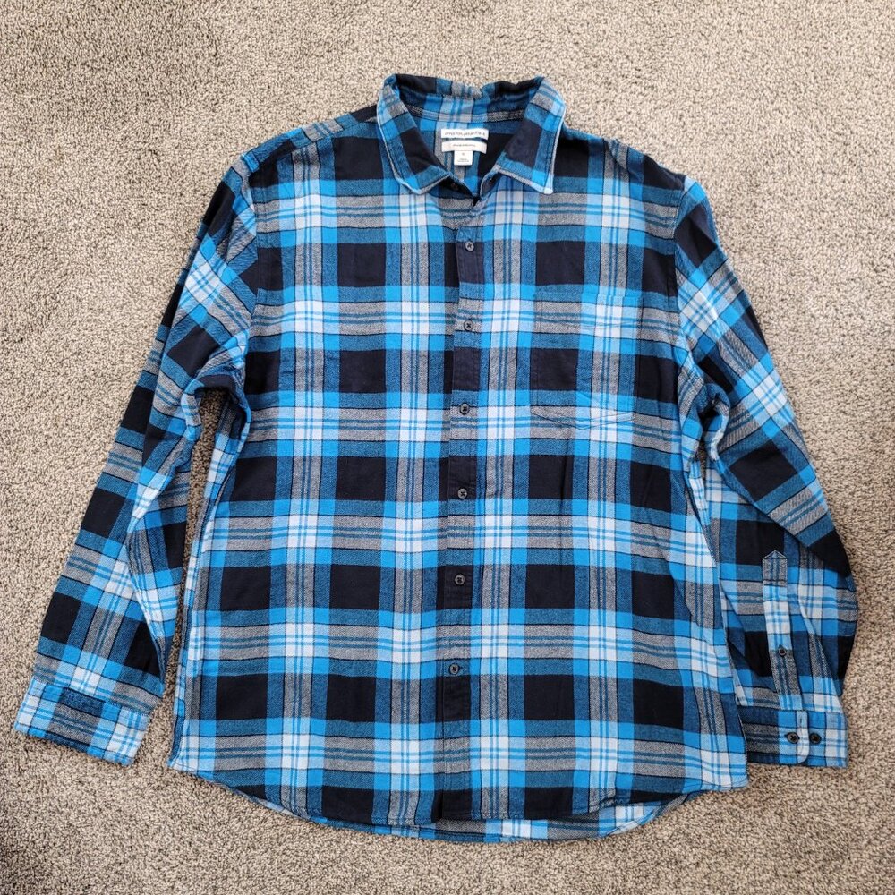 NEW NWT Men's Amazon Essentials Blue Flannel Shirt XL
